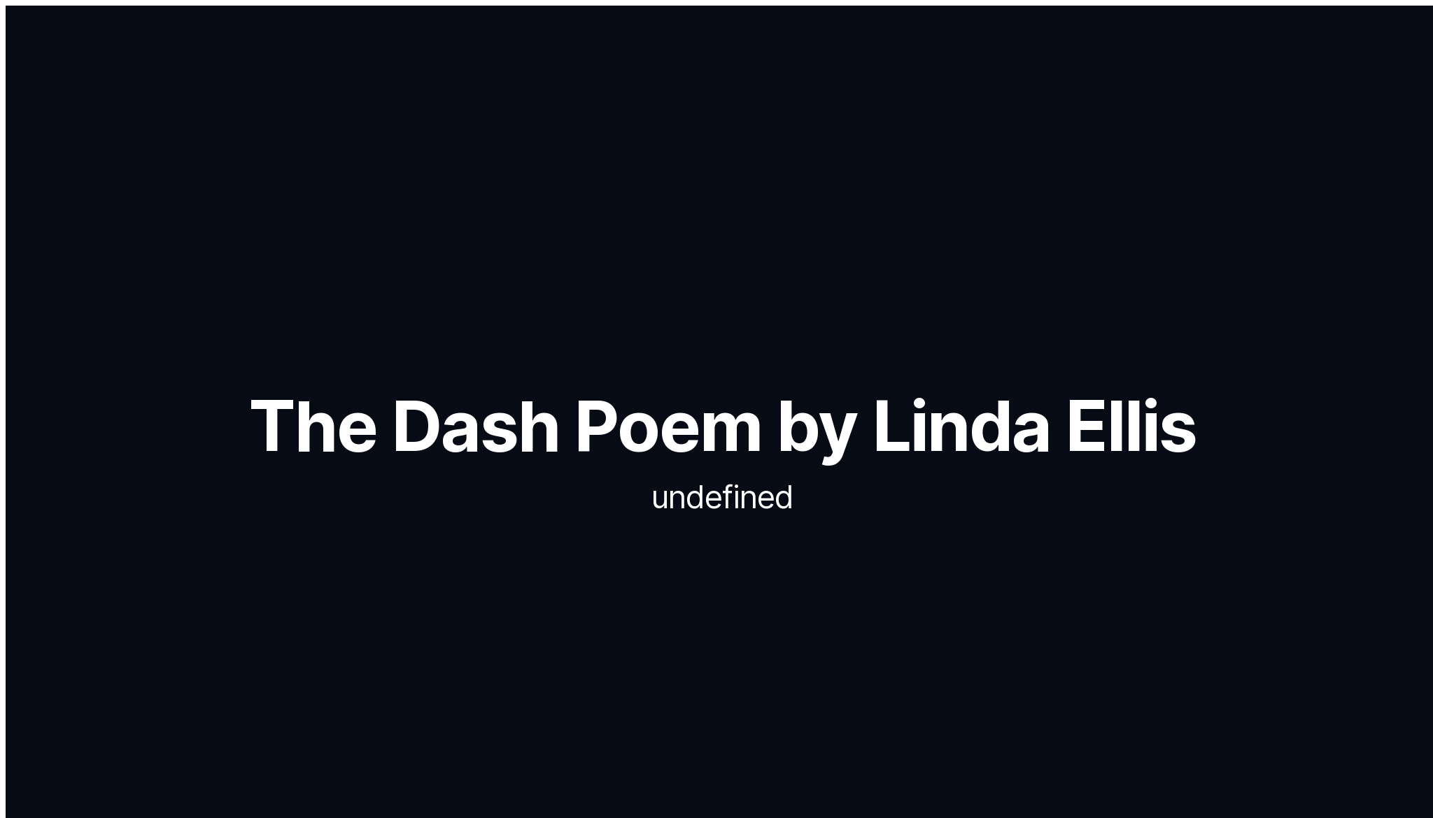 the dash poem linda ellis